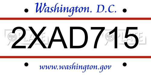 2XAD715 District Of Columbia License Plate