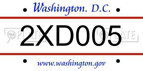 2XD005 District Of Columbia License Plate