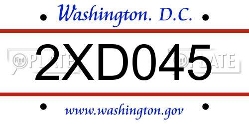 2XD045 District Of Columbia License Plate