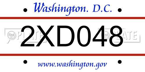 2XD048 District Of Columbia License Plate