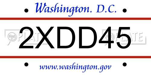 2XDD45 District Of Columbia License Plate