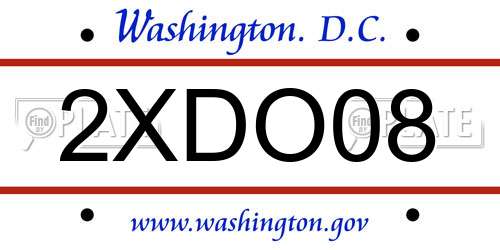 2XDO08 District Of Columbia License Plate