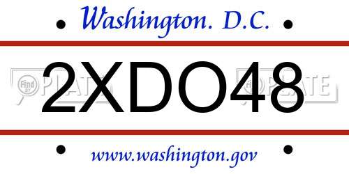 2XDO48 District Of Columbia License Plate