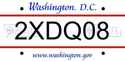 2XDQ08 District Of Columbia License Plate