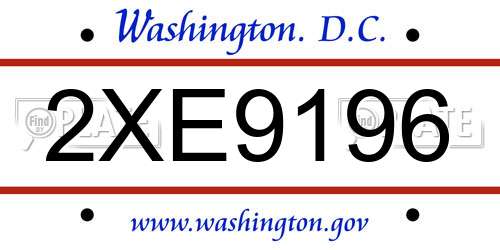2XE9196 District Of Columbia License Plate