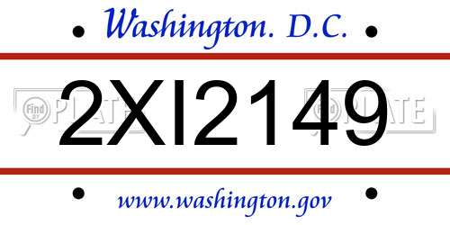 2XI2149 District Of Columbia License Plate