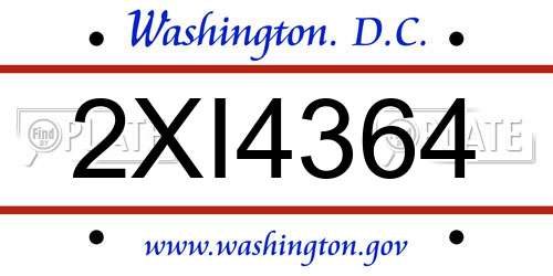 2XI4364 District Of Columbia License Plate
