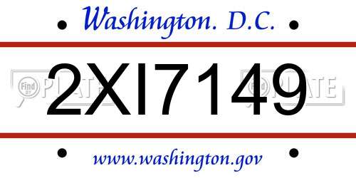 2XI7149 District Of Columbia License Plate