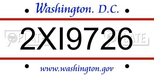 2XI9726 District Of Columbia License Plate