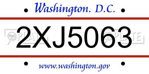 2XJ5063 District Of Columbia License Plate