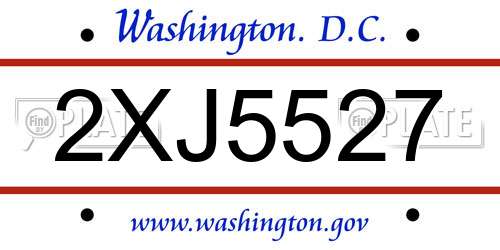 2XJ5527 District Of Columbia License Plate