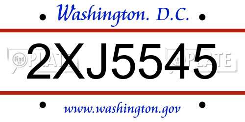2XJ5545 District Of Columbia License Plate