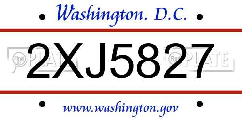 2XJ5827 District Of Columbia License Plate