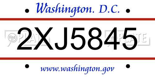 2XJ5845 District Of Columbia License Plate