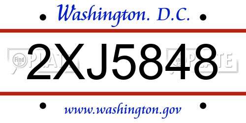 2XJ5848 District Of Columbia License Plate