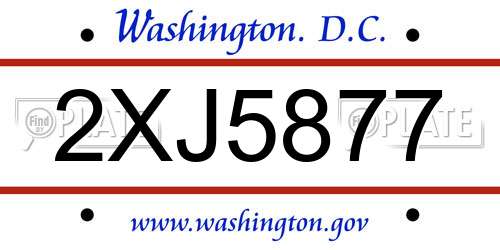 2XJ5877 District Of Columbia License Plate