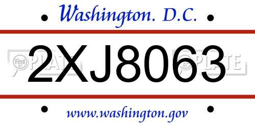 2XJ8063 District Of Columbia License Plate