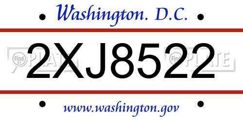 2XJ8522 District Of Columbia License Plate