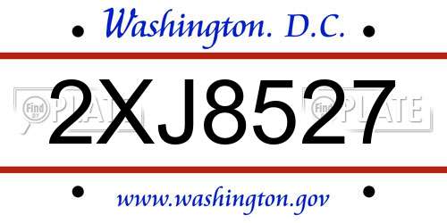 2XJ8527 District Of Columbia License Plate