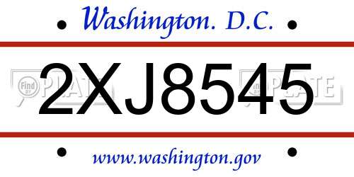 2XJ8545 District Of Columbia License Plate