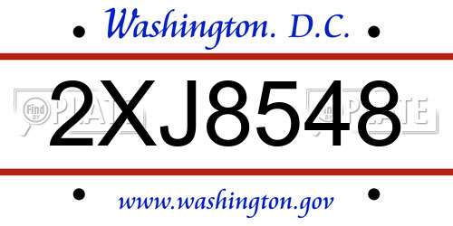 2XJ8548 District Of Columbia License Plate