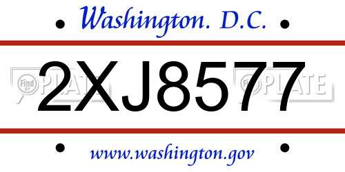 2XJ8577 District Of Columbia License Plate