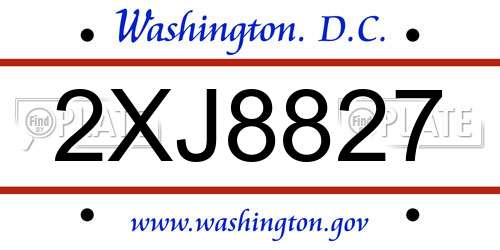 2XJ8827 District Of Columbia License Plate