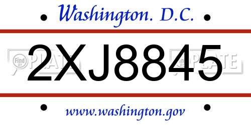 2XJ8845 District Of Columbia License Plate