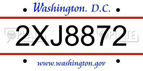 2XJ8872 District Of Columbia License Plate