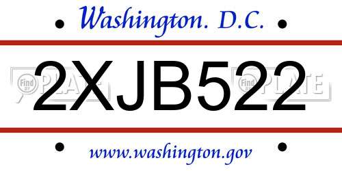 2XJB522 District Of Columbia License Plate