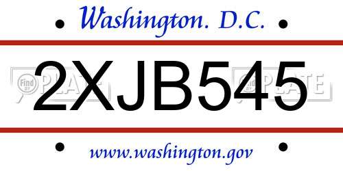 2XJB545 District Of Columbia License Plate