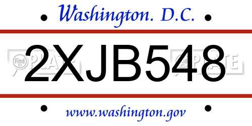 2XJB548 District Of Columbia License Plate