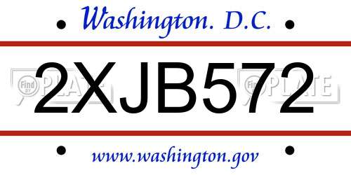 2XJB572 District Of Columbia License Plate
