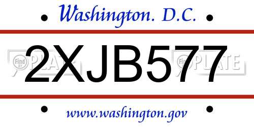 2XJB577 District Of Columbia License Plate