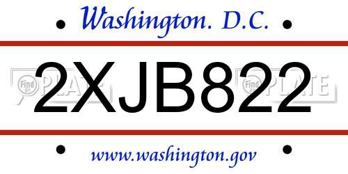 2XJB822 District Of Columbia License Plate