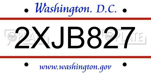 2XJB827 District Of Columbia License Plate
