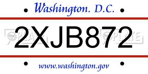 2XJB872 District Of Columbia License Plate