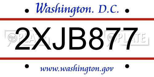 2XJB877 District Of Columbia License Plate