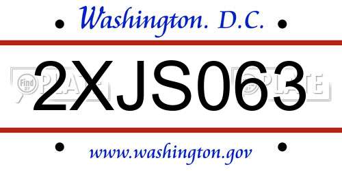 2XJS063 District Of Columbia License Plate