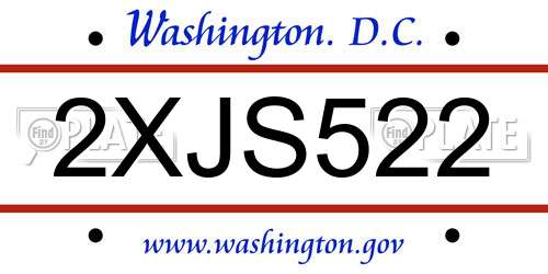 2XJS522 District Of Columbia License Plate