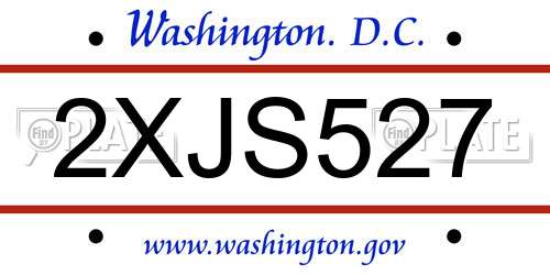 2XJS527 District Of Columbia License Plate