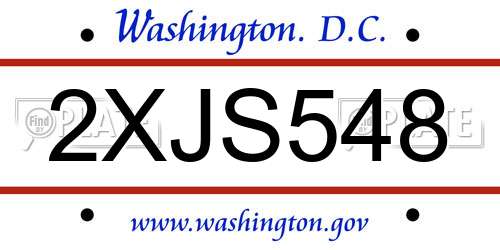 2XJS548 District Of Columbia License Plate