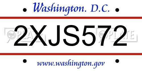 2XJS572 District Of Columbia License Plate