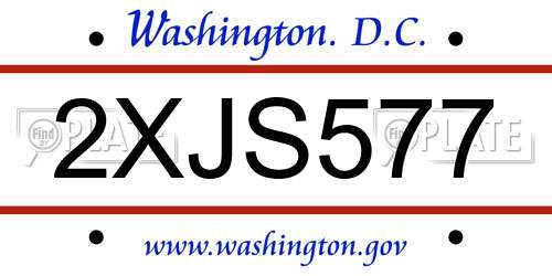 2XJS577 District Of Columbia License Plate