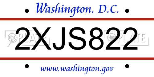 2XJS822 District Of Columbia License Plate