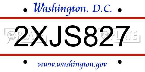 2XJS827 District Of Columbia License Plate