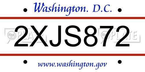 2XJS872 District Of Columbia License Plate
