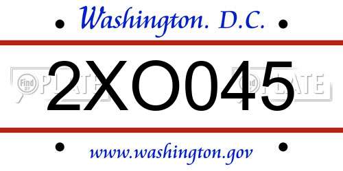 2XO045 District Of Columbia License Plate