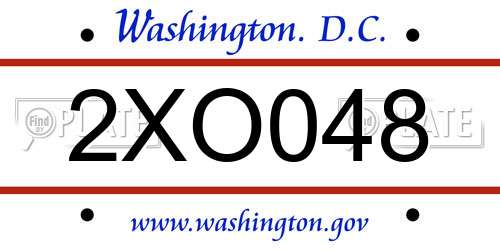 2XO048 District Of Columbia License Plate