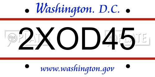 2XOD45 District Of Columbia License Plate